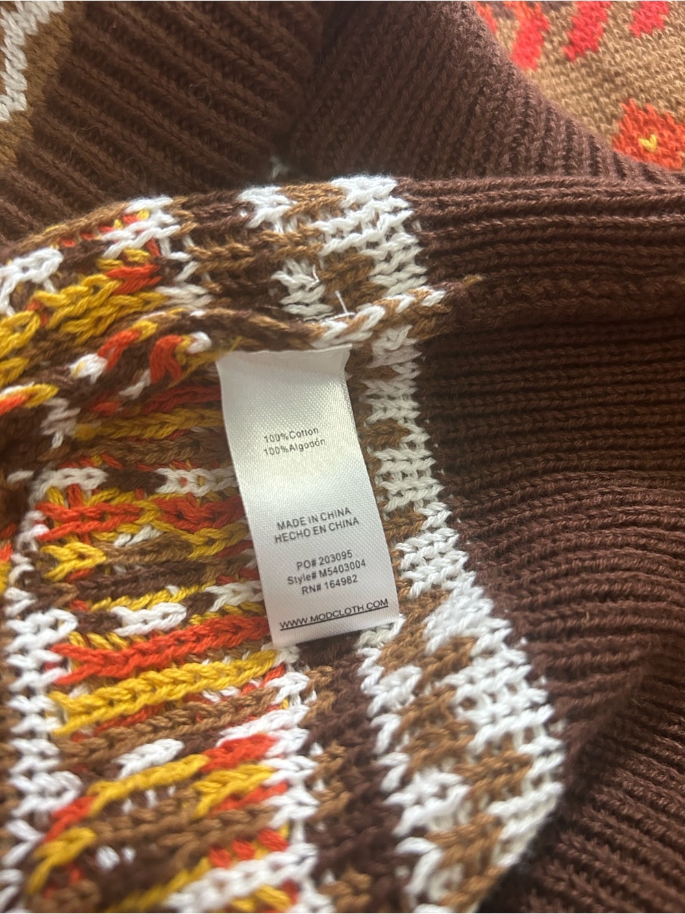 ModCloth Fox Fair Isle Sweater Womens M Brown Orange Autumn #C198 - Picture 8 of 11